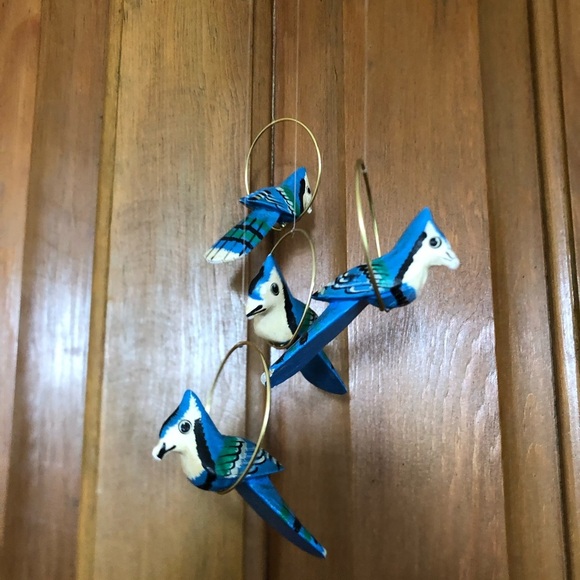 Vtg Blue Jay Bird Hanging Decor - Picture 5 of 13